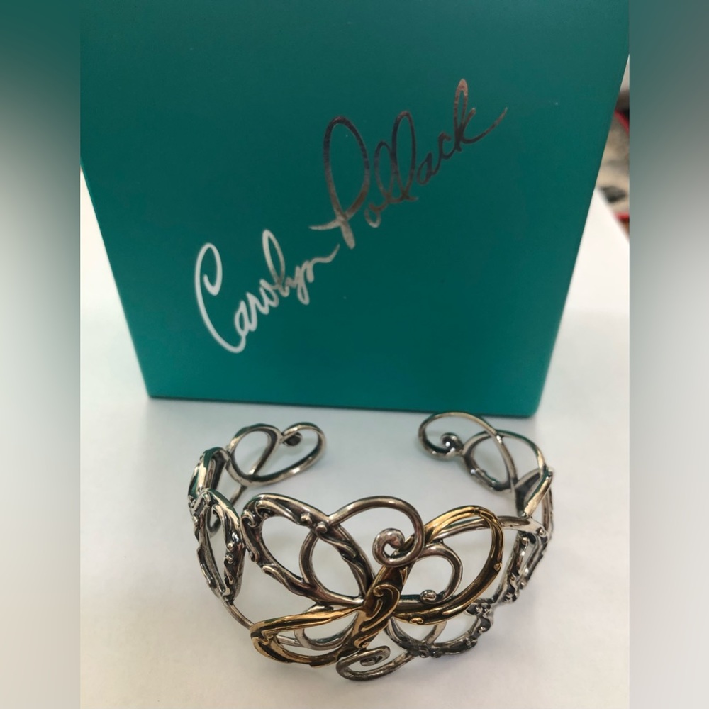 CAROLYN POLLACK Sterling Twisted Two Tone Cuff Bracelet  w/ Box